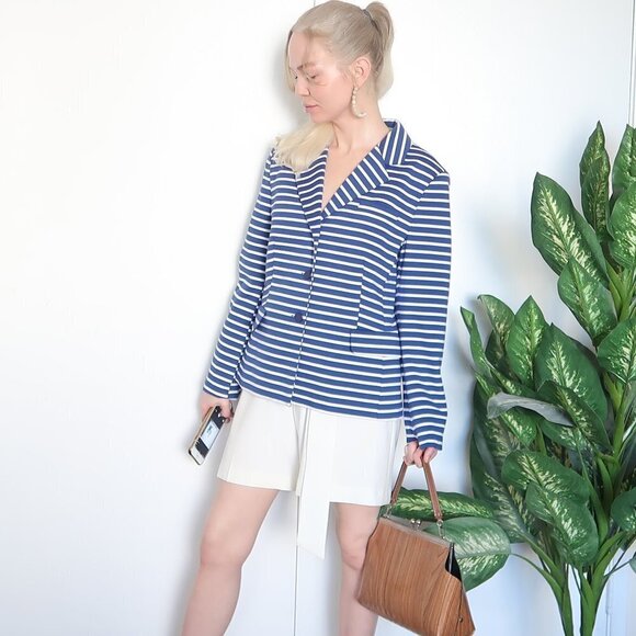 JG Hook Striped Single-breasted Ponte Blazer - Picture 5 of 12